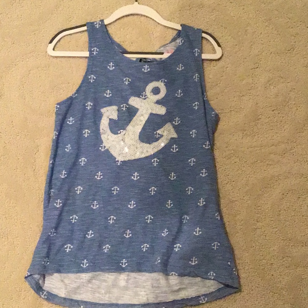 Blue tank top with anchor design